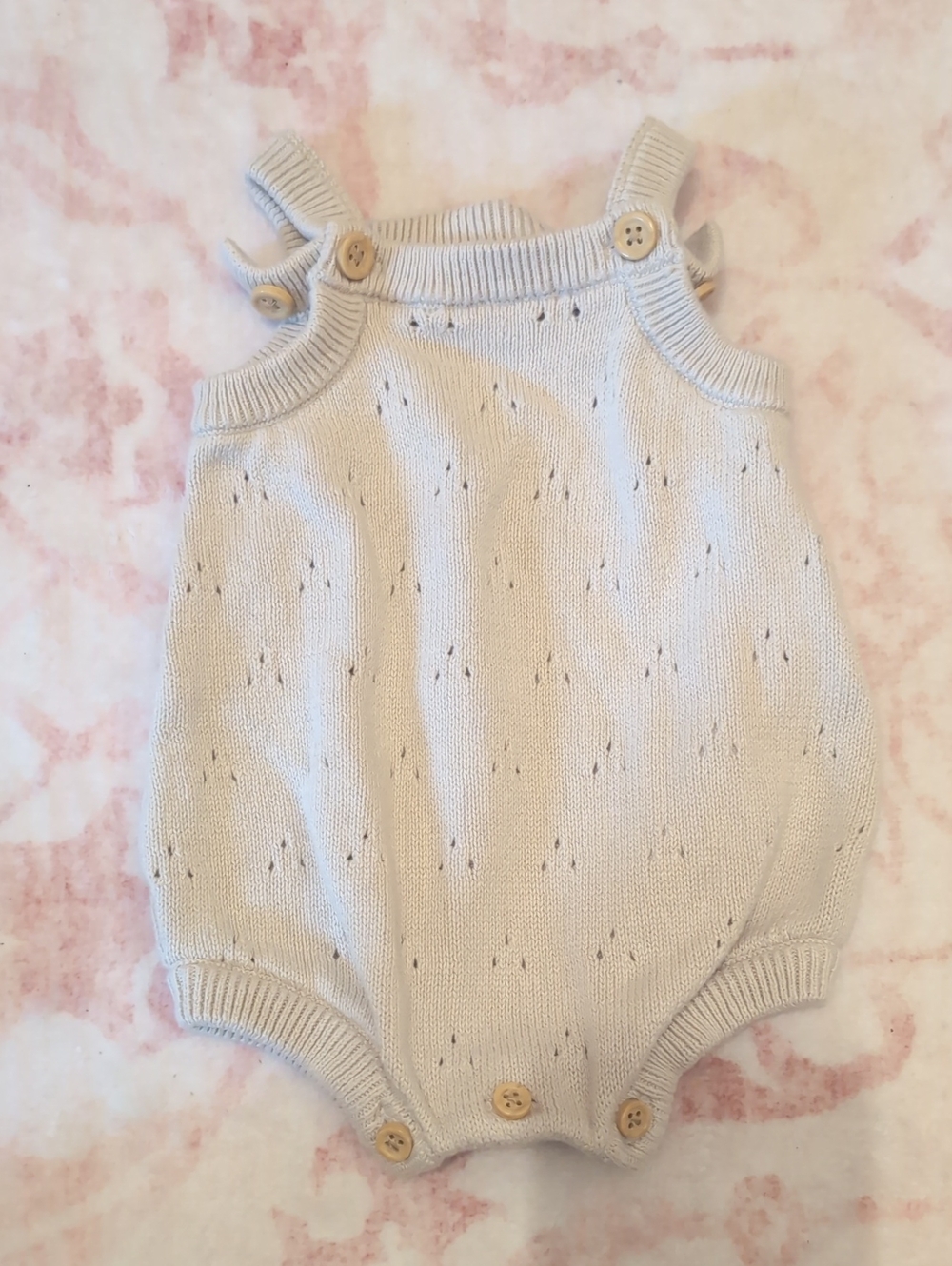 Baby Knit Romper in Light Beige